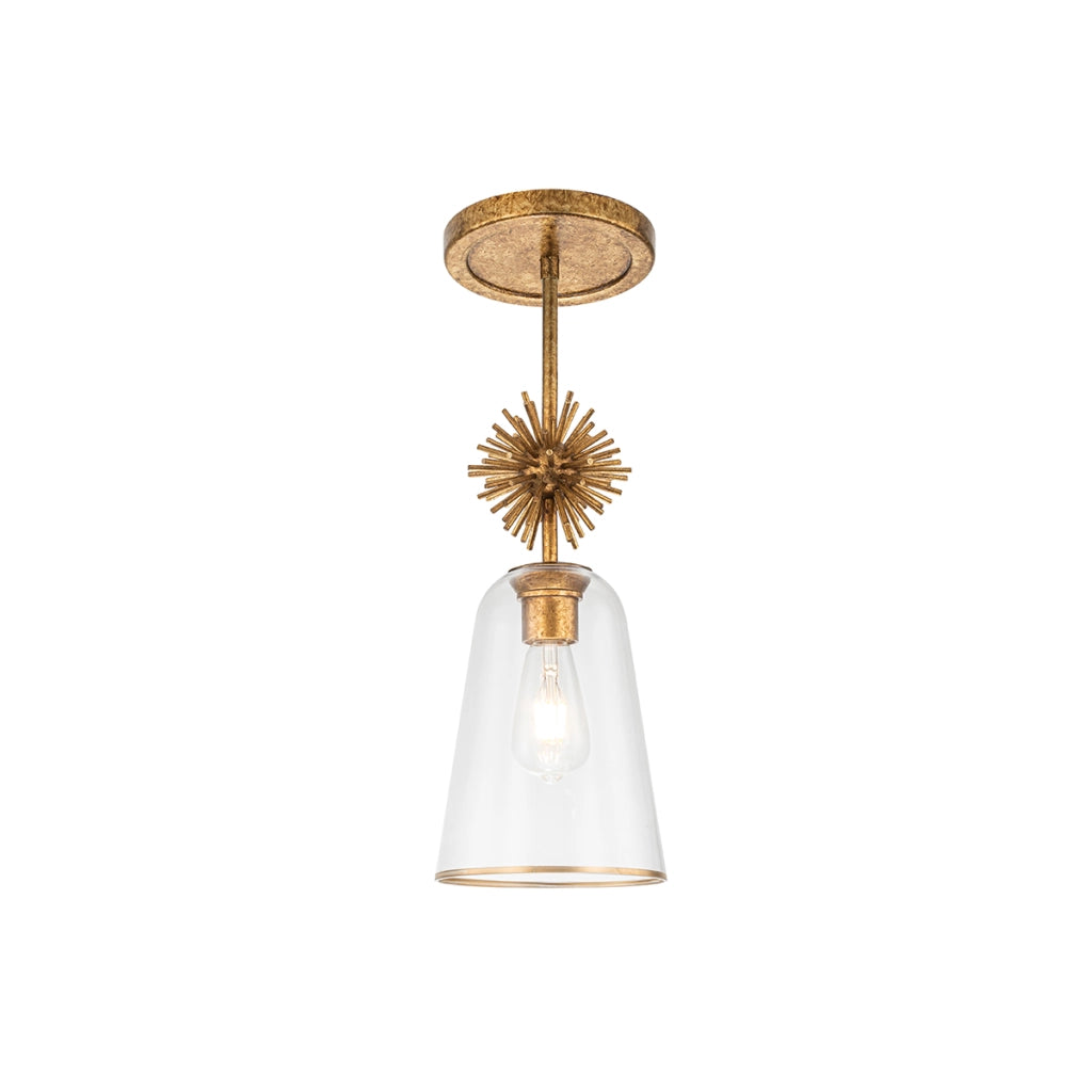 Lampada sospensione STARING Elstead oro vetro trasparente E27