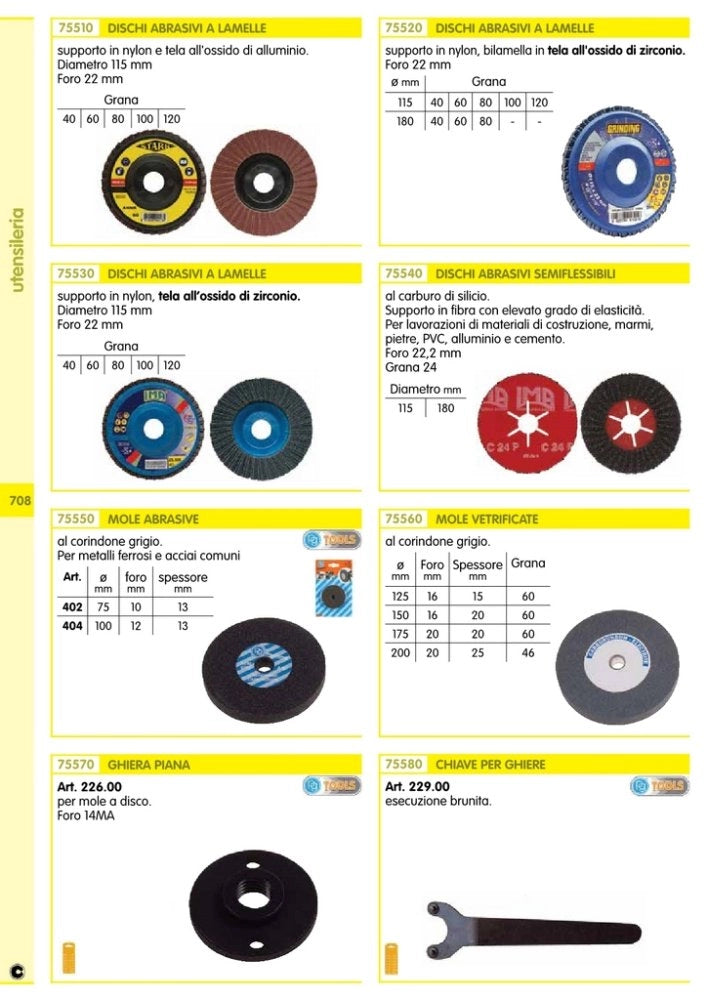 10pz disco abrasivi a lamelle mm.115x22 gr. 40 cod:ferx.55897