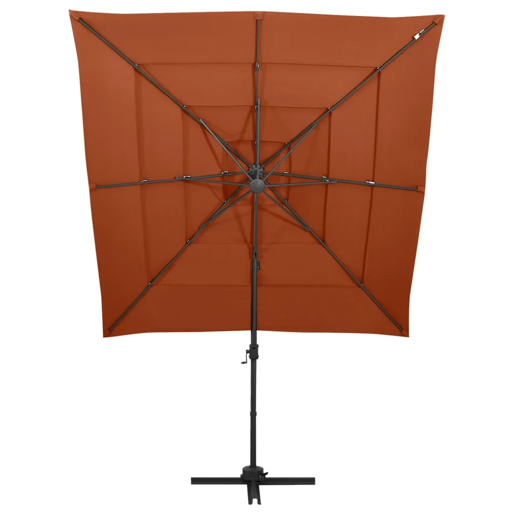 Ombrellone a 4 Livelli Palo in Alluminio 250x250 cm Terracotta 313825