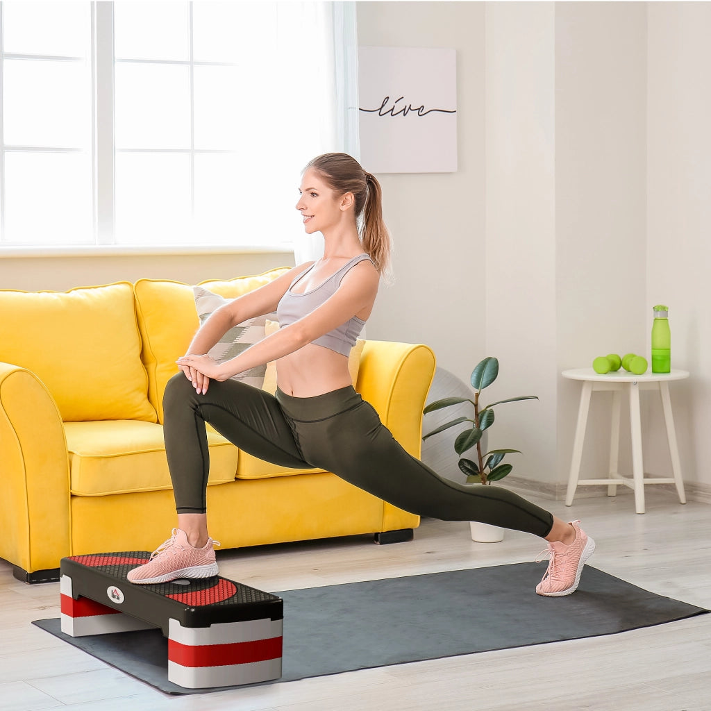 Stepper Fitness Aerobica ¨C Xylo ¨C Altezza Regolabile Antiscivolo 80x31x20cm Nero Grigio