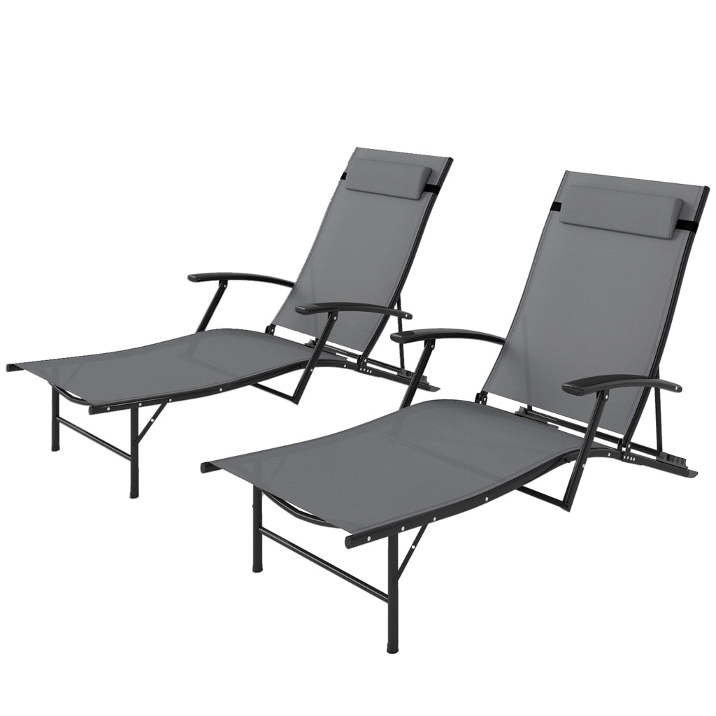 Sdraio da Giardino Pieghevole con Cuscino ¨C Zephmum ¨C Grigio