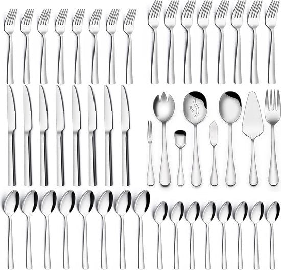 Set di posate in acciaio inox stabile, 68 pezzi.