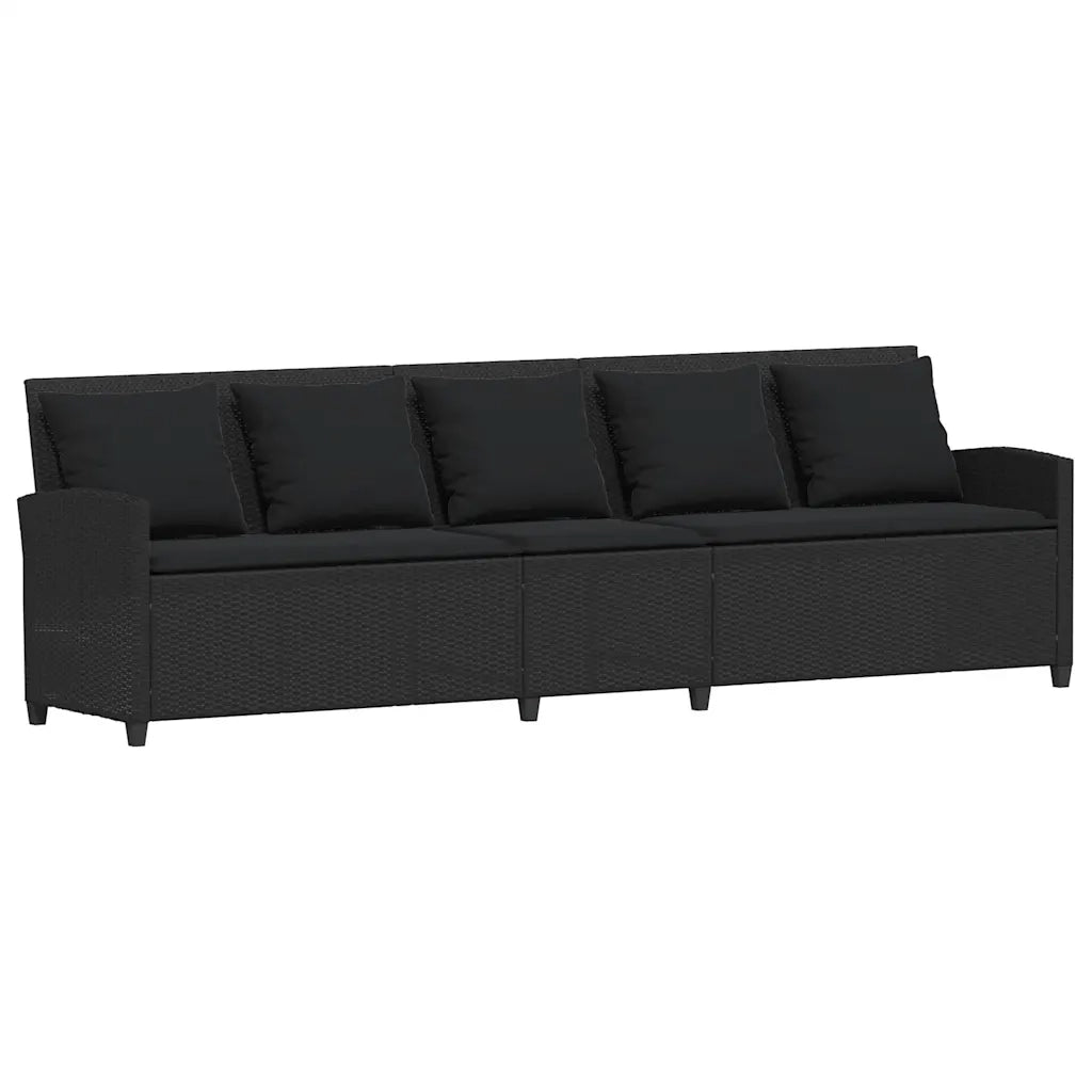 Set Divani da Giardino 4 pz con Cuscini Forma L Polyrattan Nero 3365325