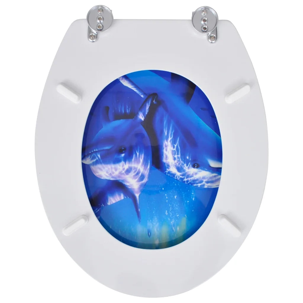 Tavolette WC con Coperchi 2 pz in MDF Design Delfini 275912