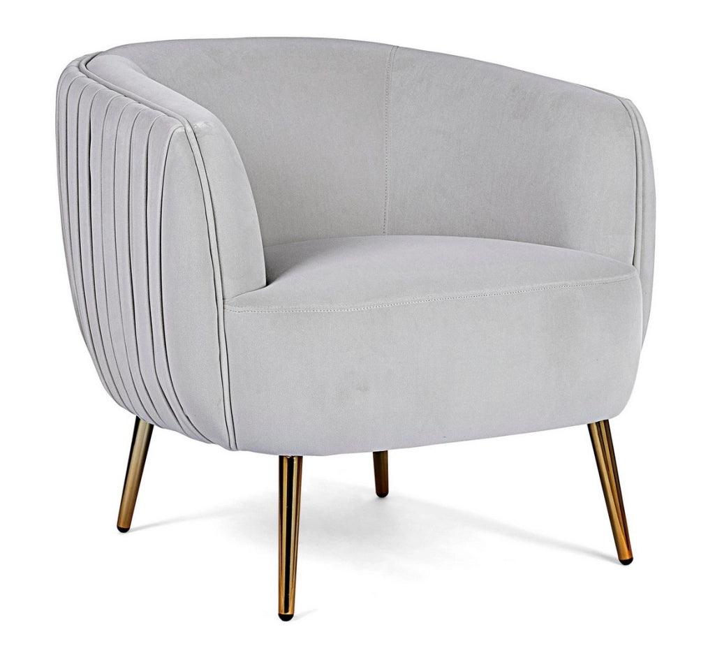 Poltrona in Velluto Grigio Chiaro Linsay Stile Cozy Romantico Shabby Chic