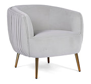 Poltrona in Velluto Grigio Chiaro Linsay Stile Cozy Romantico Shabby Chic
