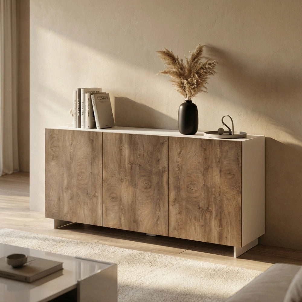 CREDENZA CARLILE BIANCO E ROVERE CHIARO