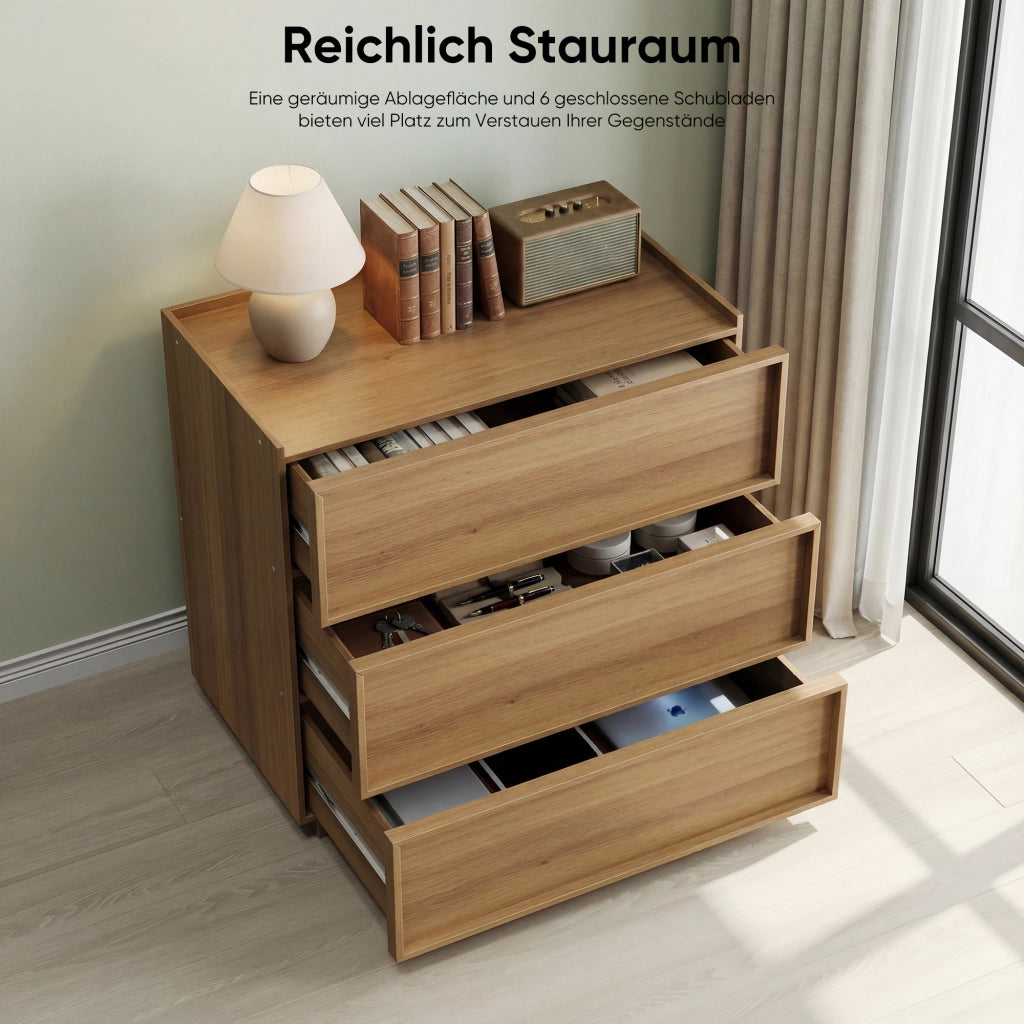 CASSETTIERA a 3 cassetti 80x48x78 cm Rovere