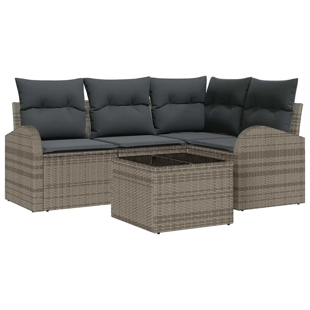Set Divano da Giardino con cuscino 5 pcs Grigio polyrattan 3354698