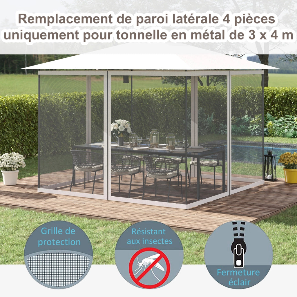 Zanzariere per gazebo 3x4m ¨C Xylo ¨C Set 4 pezzi con zip e ganci