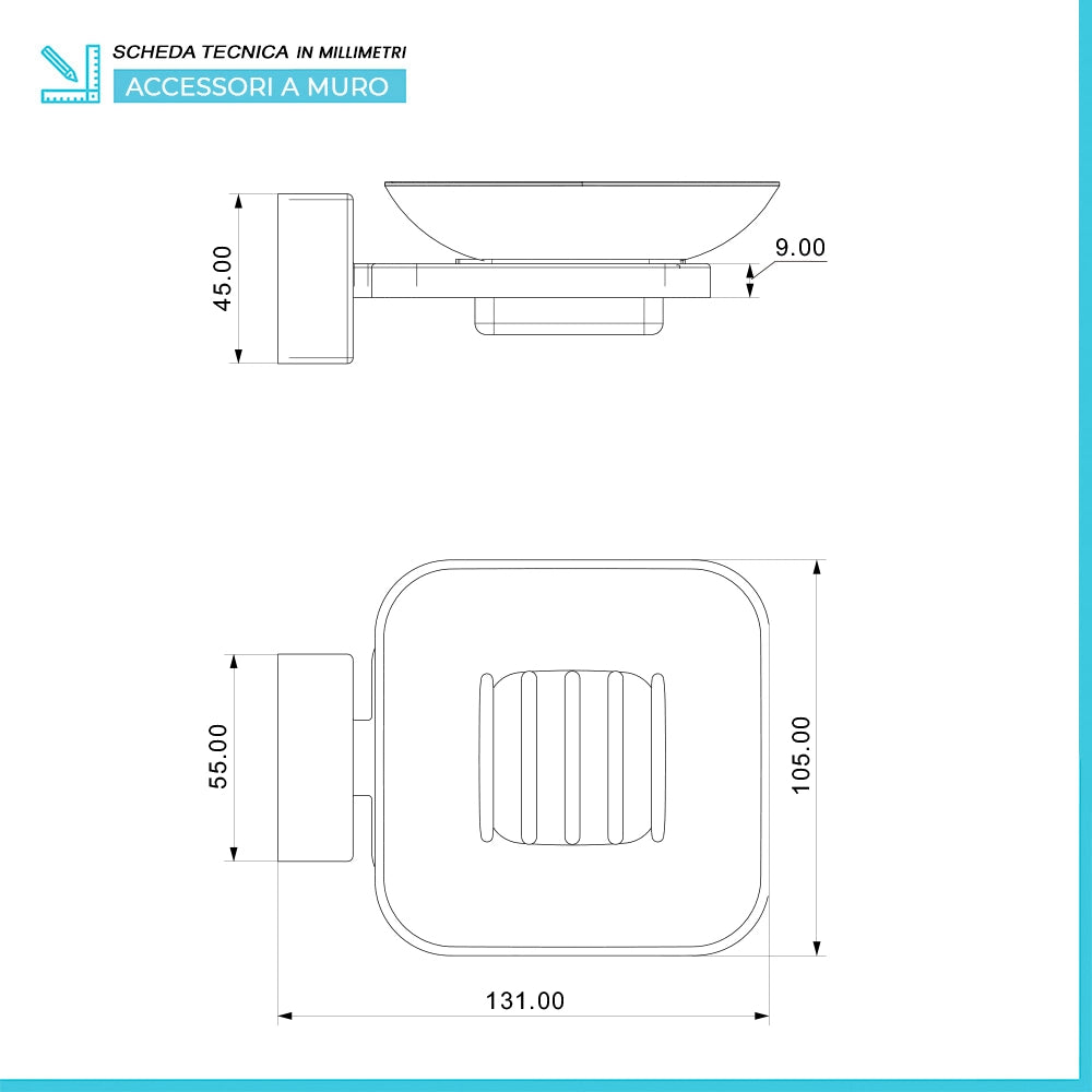 Set accessori a muro 6 pezzi in acciaio cromato e viti incluse  Velvet