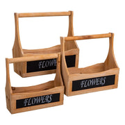 Set di 3 cestini in legno marrone