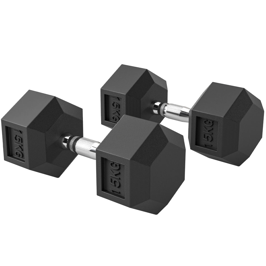 Set di 2 manubri esagonali ¨C Minimal ¨C 15 kg ferro gomma