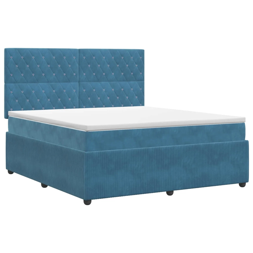 Letto box spring con materasso Blu 140 x 190 cm Velluto 3454599