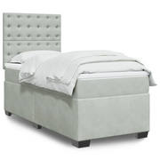 Giroletto a Molle con Materasso Grigio Chiaro 100x200cm Velluto 3290846