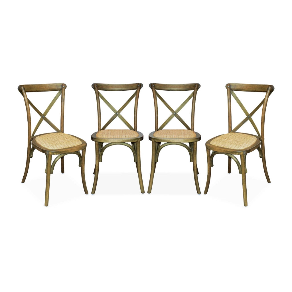 Set 4 sedie da bistrot vintage in legno, marrone