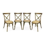 Set 4 sedie da bistrot vintage in legno, marrone