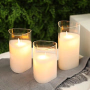 Set di candele a forma di triangolo in vetro - 3 candele senza fiamma a batterie - 6 ore timer - candele elettriche per soggiorno Natale - bianche