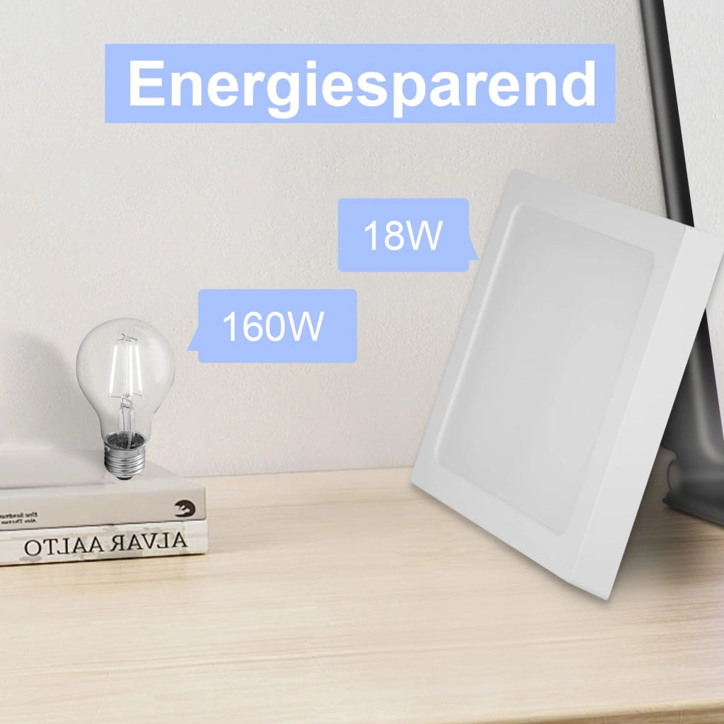 ZMH Lampada da soffitto LED set 3 pezzi rettangolare 18W 23cm 4000K bianca fredda moderna per interni