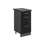 Vicco Mobiletto base per cucina Nero lucido 40 cm con cassetti, PL Antracite