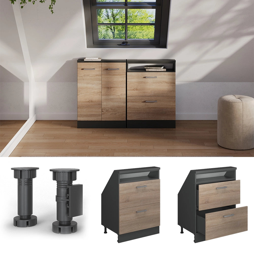 Mobile sottotetto Rion Sonoma/Antracite con 2 cassetti Vicco