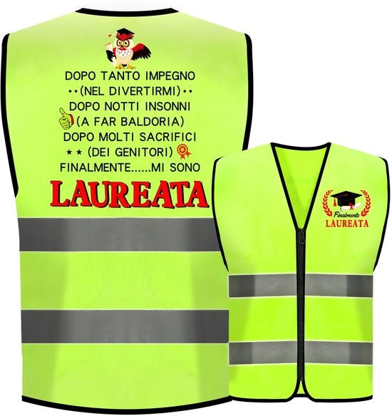 Vestone per Studenti - Vestone di Sicurezza - Luce Riflettente Verde - Disegni Divertenti - Strisce Riflettenti - Kit di Costumi - Materiale in Poliestere