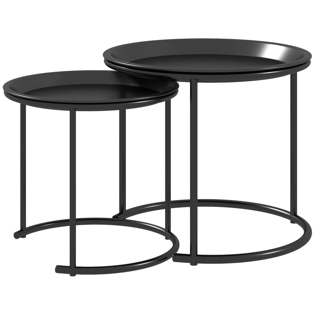 Set 2 tavolini da caff¨¨ rotondi impilabili ¨C Xylo ¨C acciaio nero ? 43 e ? 35 cm
