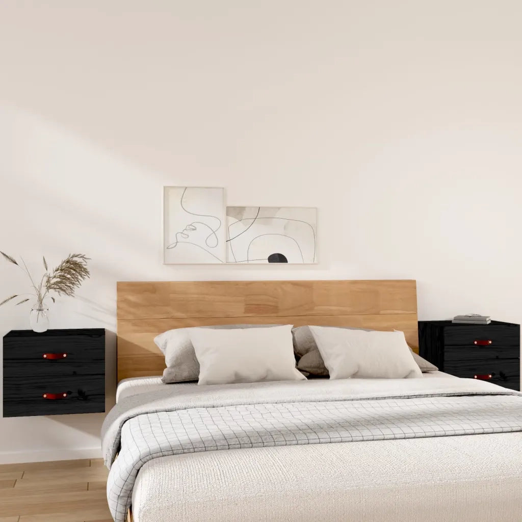 Comodini a Muro 2 pz Nero 50x36x40 cm 820985