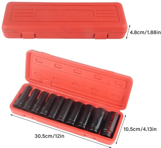 Kit di chiavi a dente 10 x 1,2 pollici - Set di chiavi a dente - Kit professionale - Acciaio inox - Scatola di conservazione - Per riparazioni rapide - Set di chiavi a dente a dente