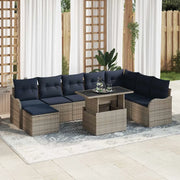 Set Divano da Giardino 9 pz Grigio Poly Rattan 3348521
