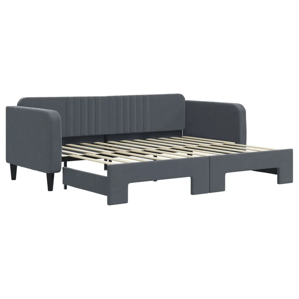 Divano letto | Sof¨¤ letto | Letto singolo Estraibile Grigio Scuro 90x200cm Velluto