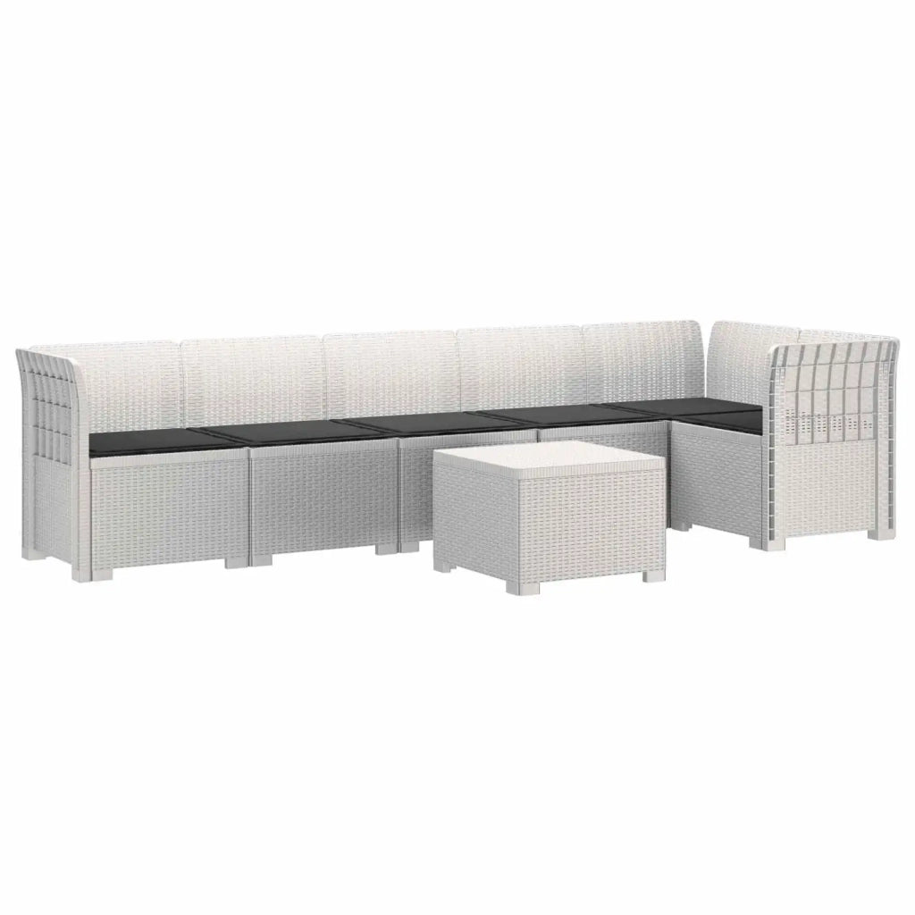 Divano da Giardino 6 Posti con Cuscini Aspetto Rattan PP Bianco 3444115