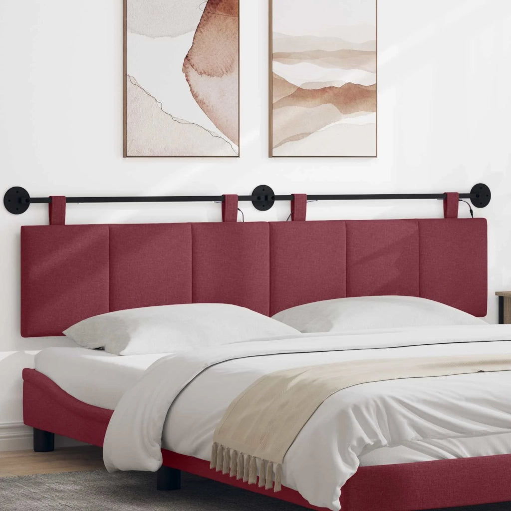 Testiera | Testata sospesa Con luce LED Rosso Vino Tessuto