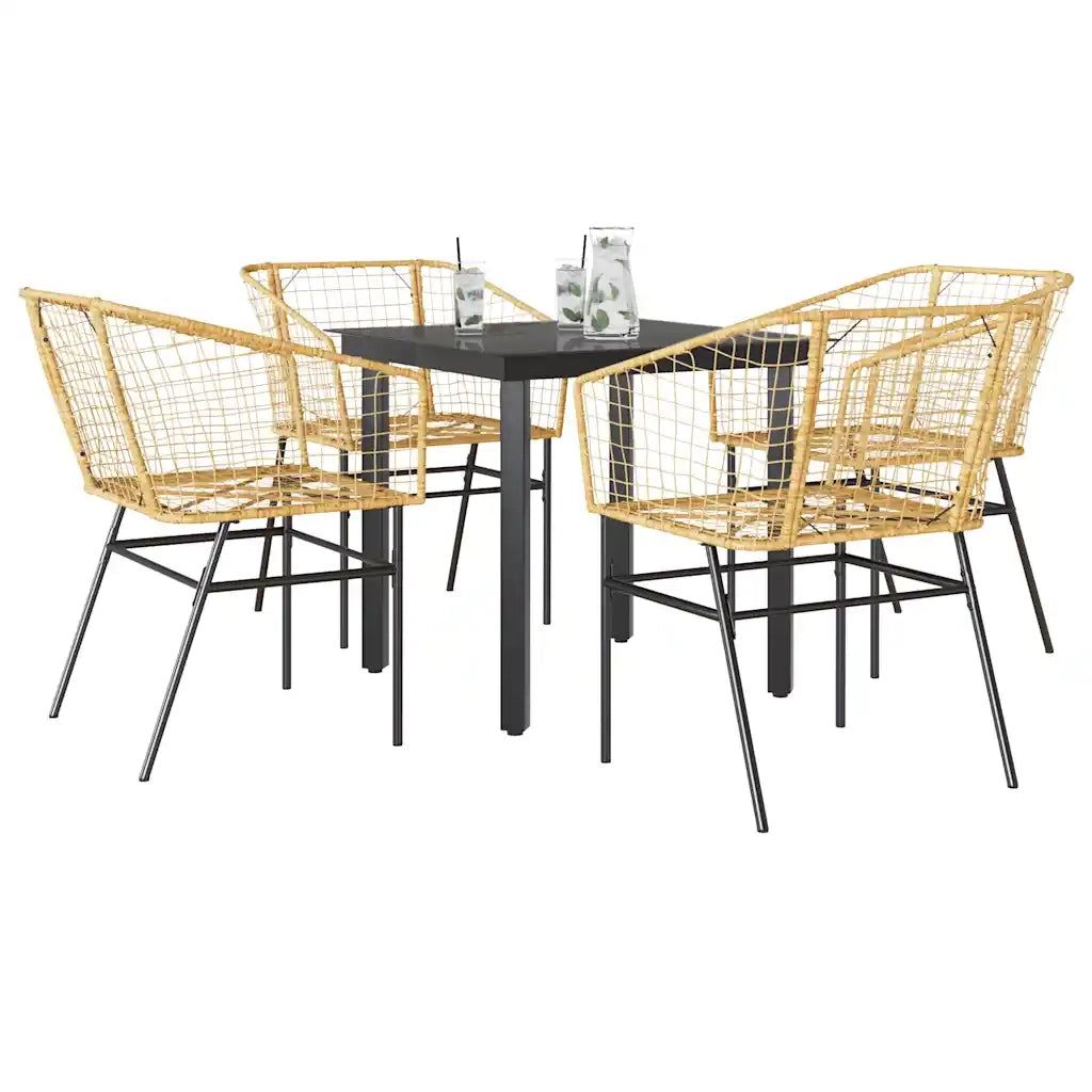 Set da Pranzo da Giardino 5pz Polyrattan Vetro 3334591