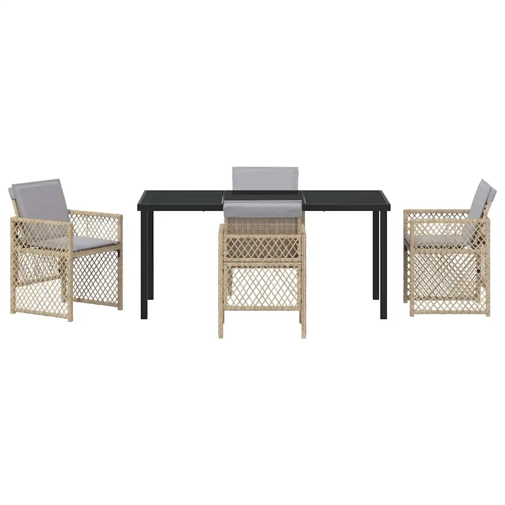 Set da Pranzo per Giardino 5 pcs Beige polyrattan