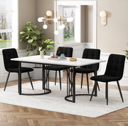 Gruppo tavolo da pranzo 140x80 cm; design moderno; MDF e velluto bianco