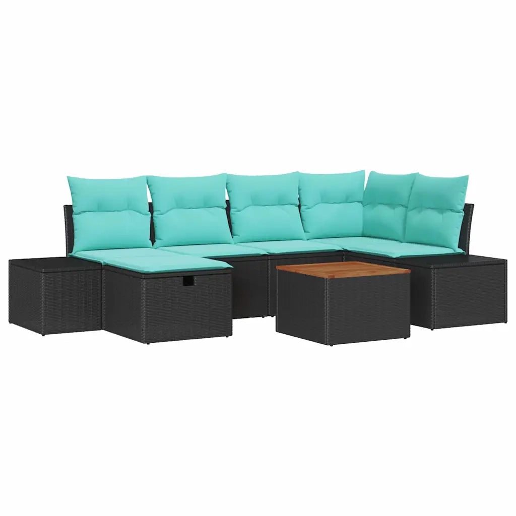 Set Divano da Giardino 7 pz Nero polyrattan 3359599