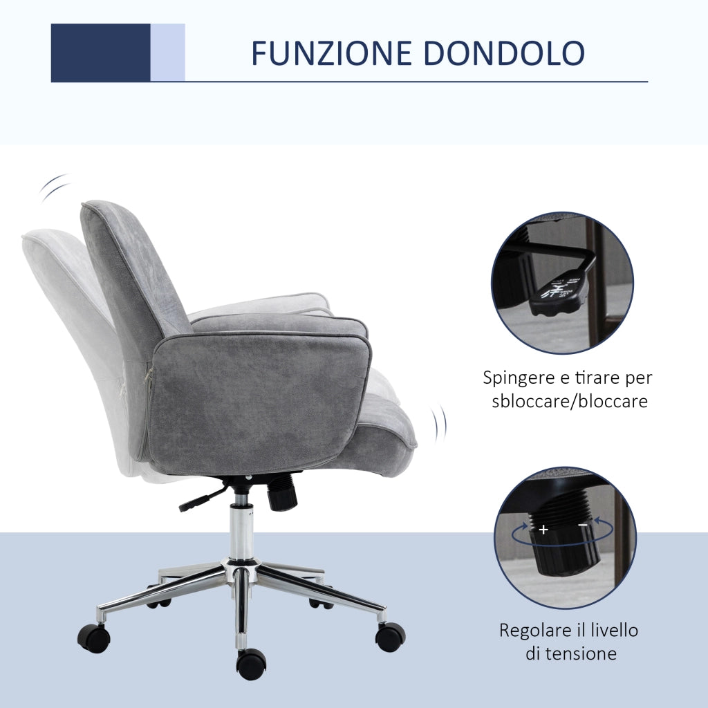 Sedia da Ufficio Ergonomica ¨C Xylo ¨C Microfibra Grigio Chiaro, Altezza Regolabile 92-102cm