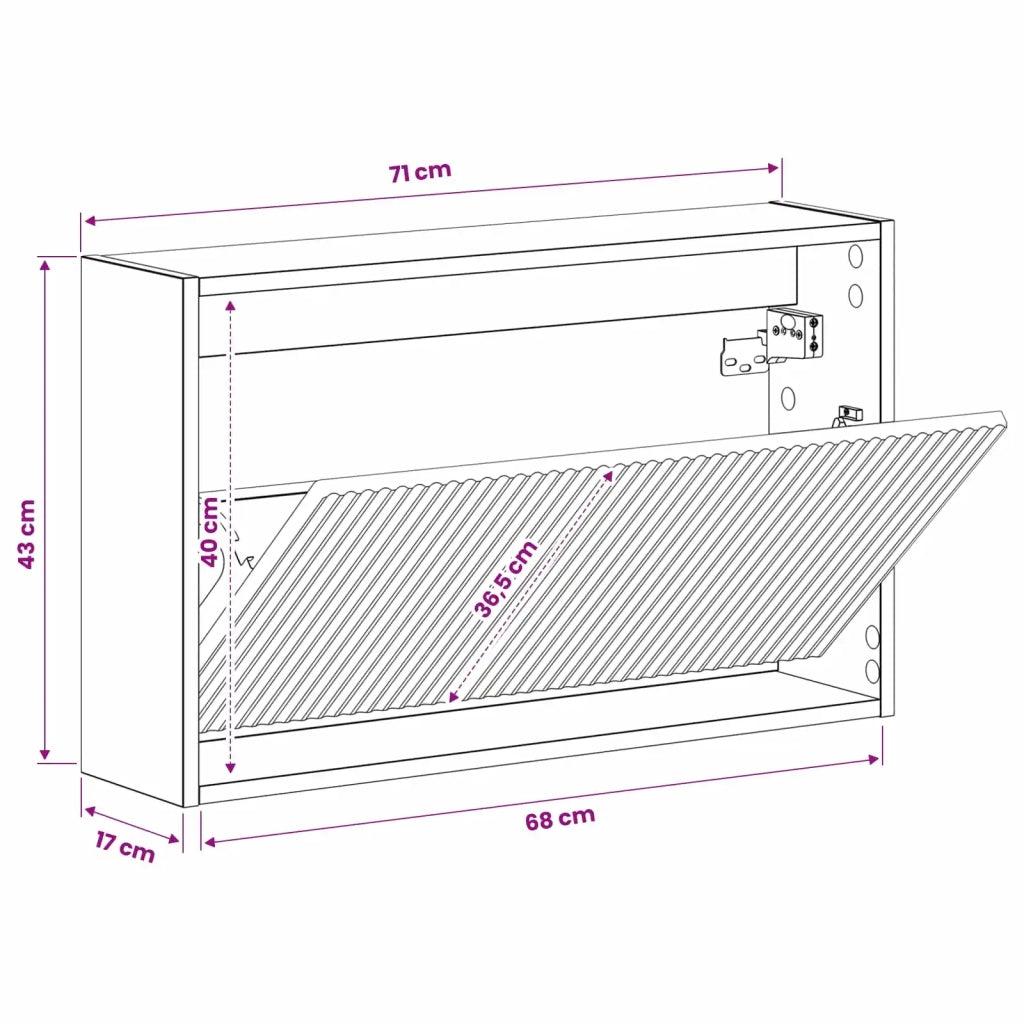 Mobiletto per Scarpe da Muro ARNHEM 71 x 17 x 43 cm 896629