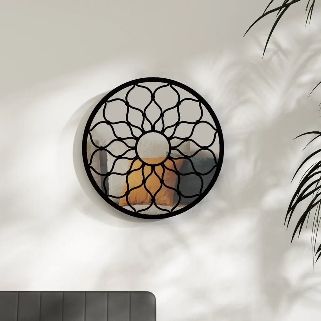Specchio Nero 60x3 cm Rotondo in Ferro per Uso Interno 3093538