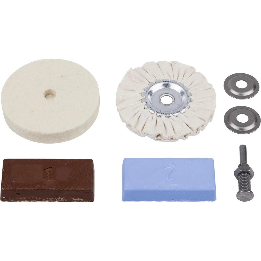 Set Lucidatura Metalli per Trapano Wolfcraft 2 Dischi 2 Paste 1 Perno