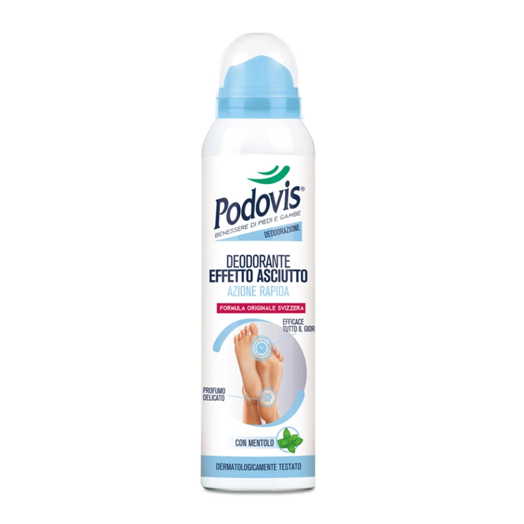 Deodorante Spray, Azione Antiodore Efficace 24 Ore, con Agenti Antibatterici, Effetto Fresco e Profumo Delicato, 150ml, Podovis