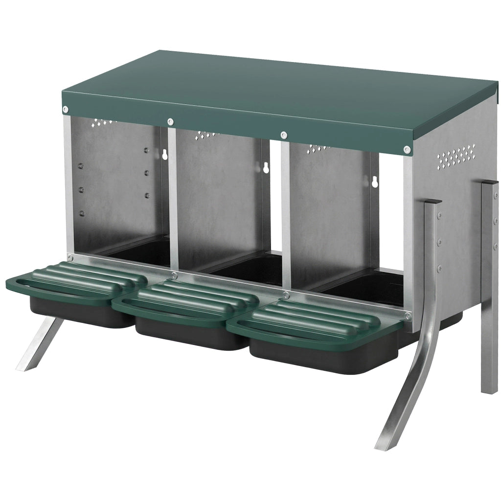 Nido per Galline con 3 Scomparti ¨C Xylo ¨C 84x55x61 cm Argento