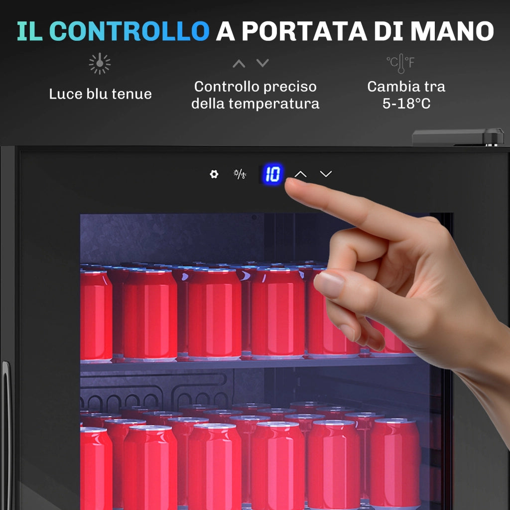 Cantinetta Vino Frigo 92L ¨C Xylo ¨C 20 Bottiglie 50 Lattine Ripiani Regolabili 43x45x94cm Nero
