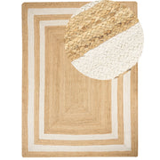 Tappeto Beige Juta 300 x 400 cm Intrecciato a mano con motivo a cornice Naturale Stile Boho Tessile