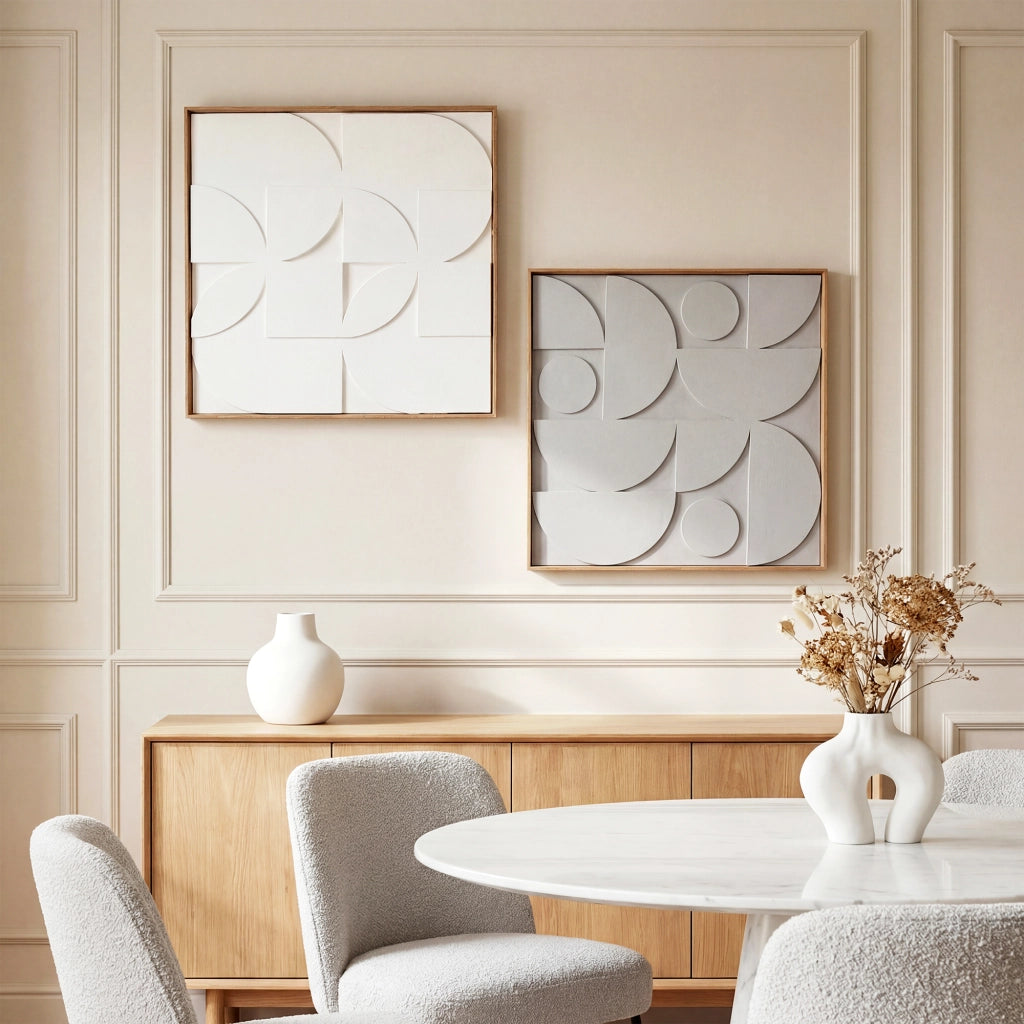 Decorazione Parete 3D Moderna ¨C Minimal ¨C Bianco 80x3.5x80 cm
