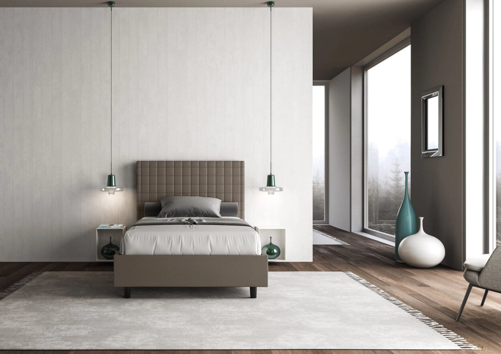 Letto Singolo 80x210 cm con Rete e Contenitore Sunny Cappuccino