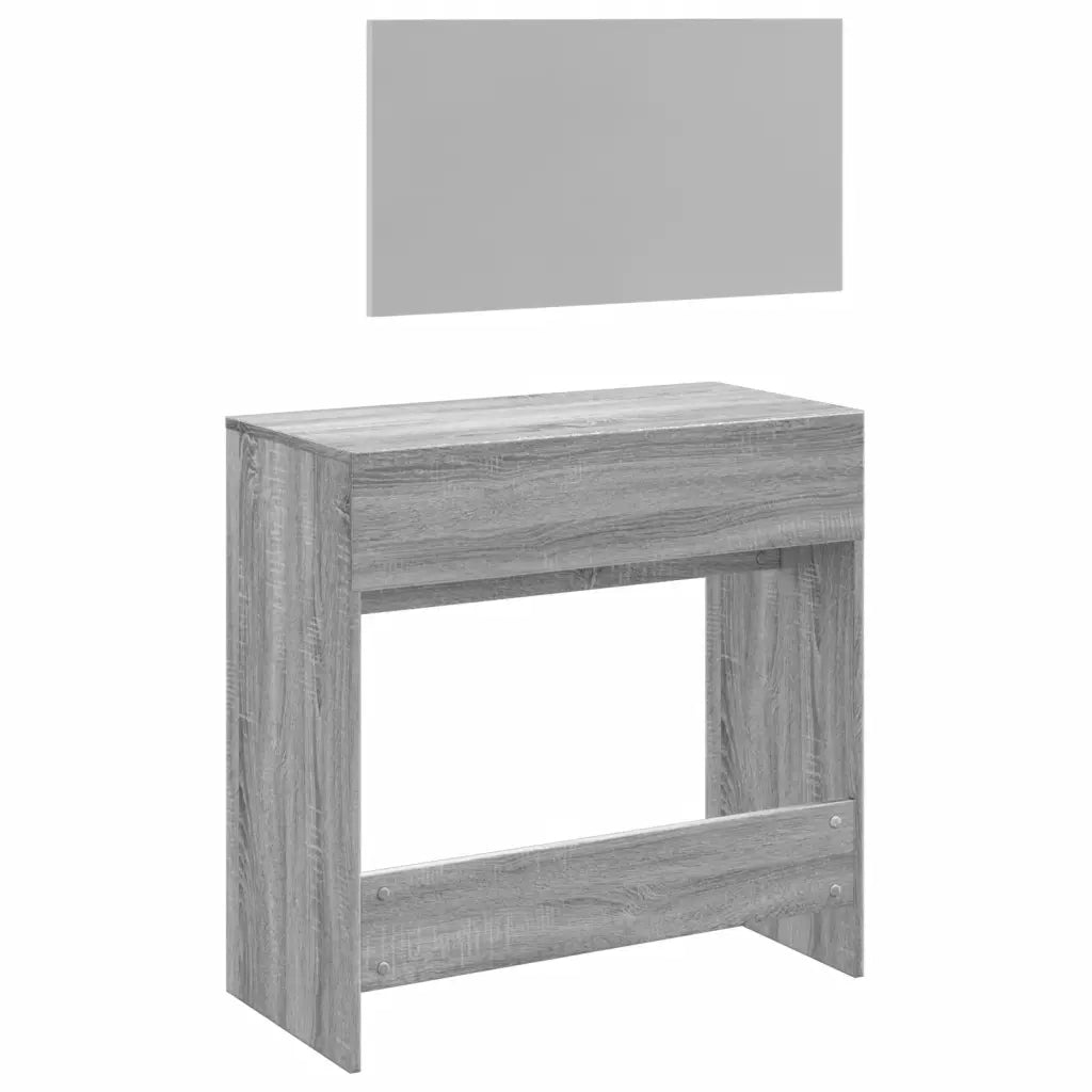 Toeletta con Specchio-Tavolo da Vanit¨¤ Grigio Sonoma 80x39x80 cm
