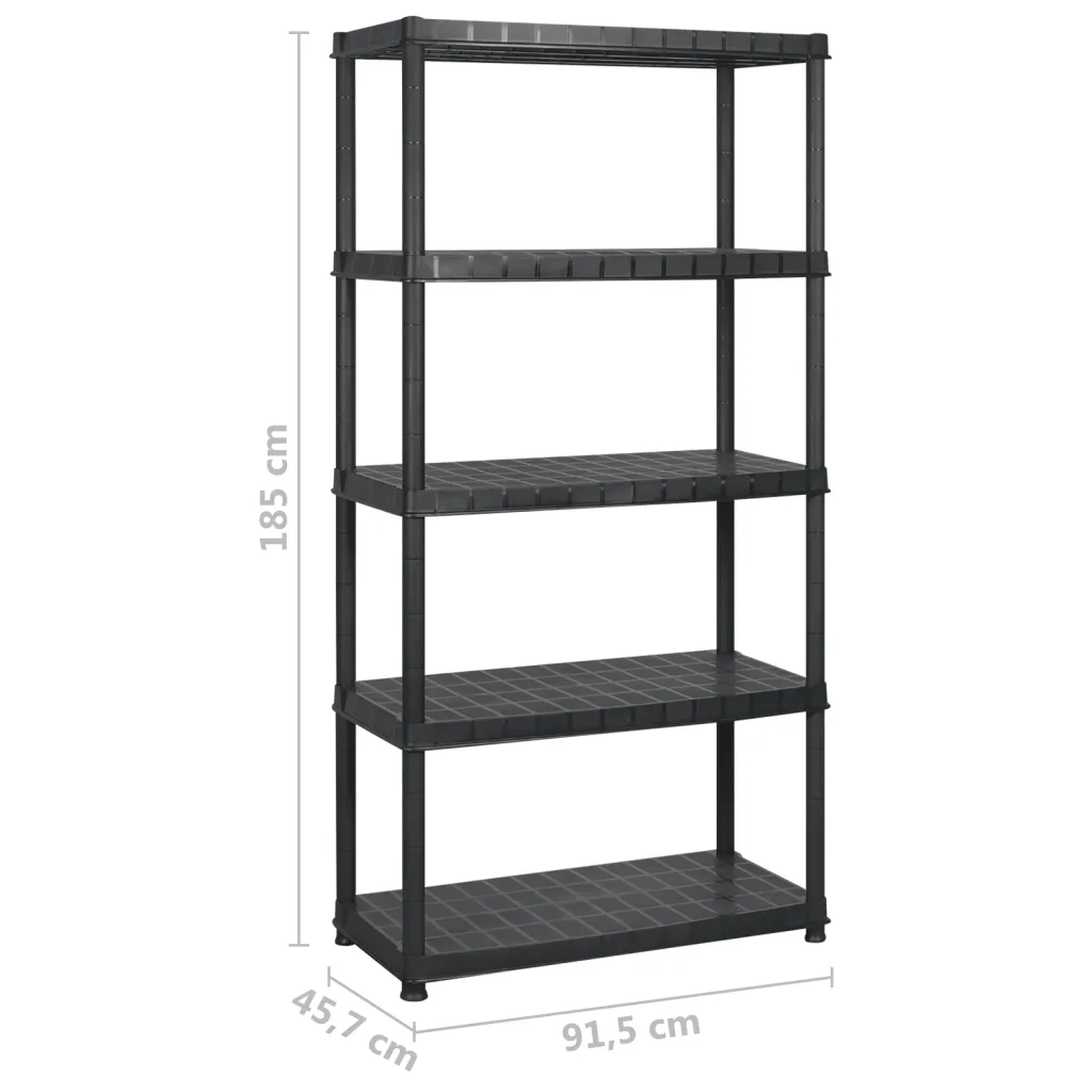 Scaffale a 5 Ripiani Nero 183x45,7x185 cm in Plastica 3059854