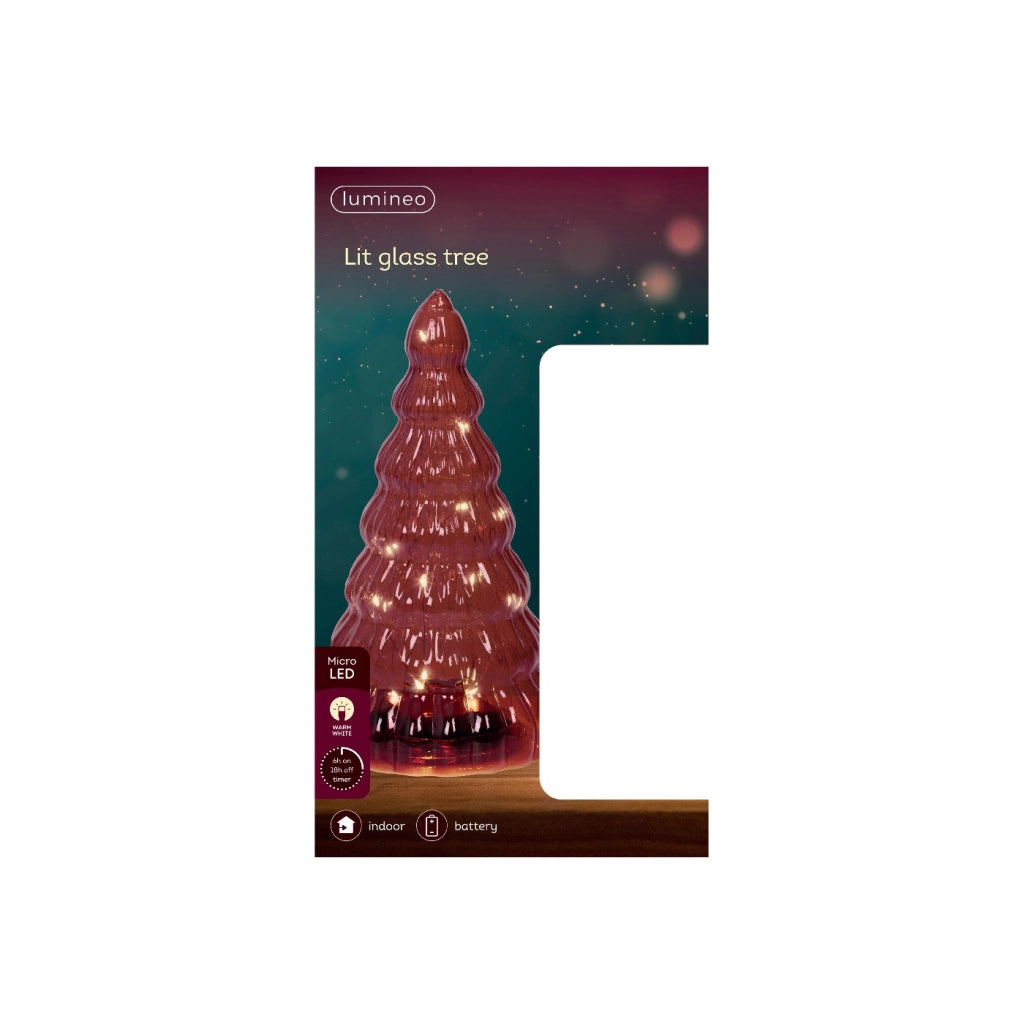 Albero Vt rosso c/LED d13x22cm